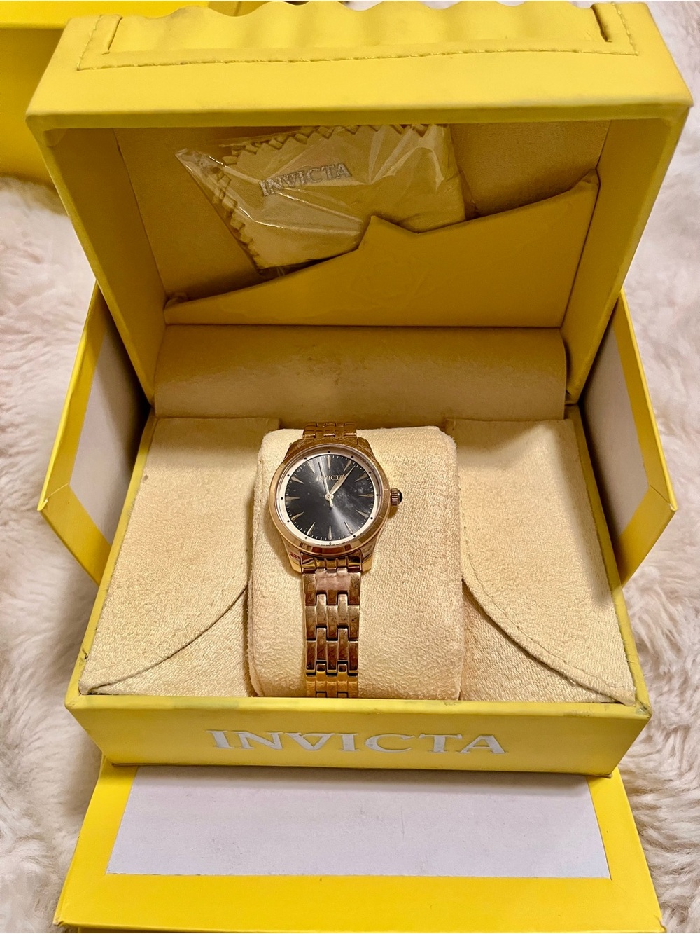 Invicta Gold-Tone Women's Watch with Black Dial